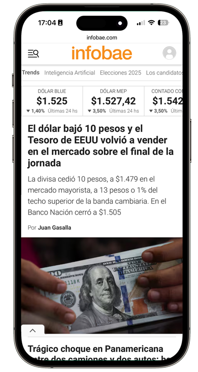 Infobae news platform screen